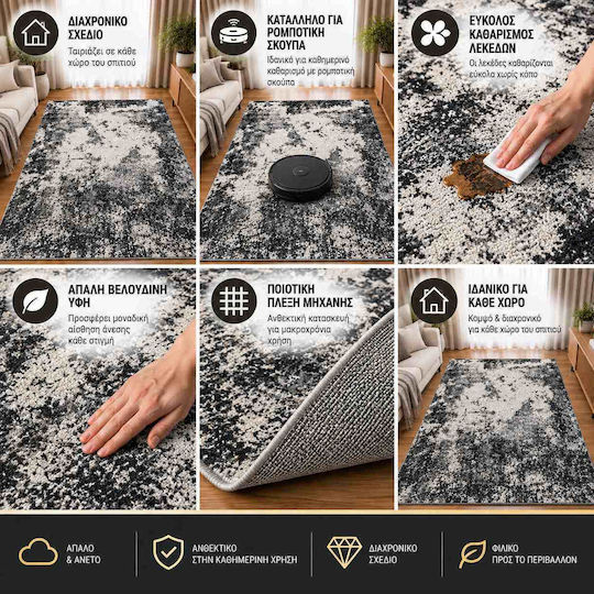 Diva Hl289a Modern Schlafzimmer-Teppichsets Grau Diva-HL289A-Grau-Antrasit-Set 3Stücke