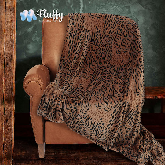 Pătură Catifea Dublă 220x240cm Brown Animal Print