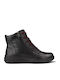 Leder Damen Stiefeletten Schwarz