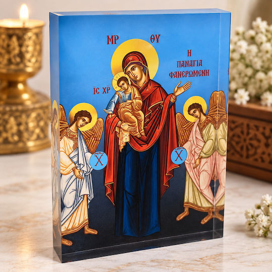 Heiligenikone Tisch Plexiglas Die Panagia Faneromeni 14x10x2cm 1ek115