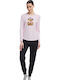 Minerva Minerva Damen Schlafanzug & Pyjamas Winter Baumwollene Rosa Set