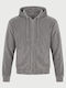 Damen Sweatshirt Samt mit Kapuze Grau