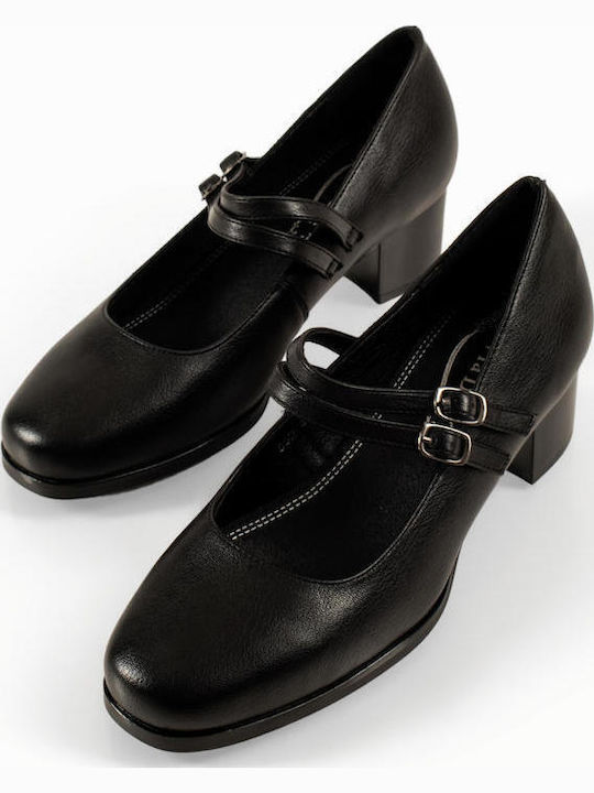 Pumps mit Riemen Schwarze
