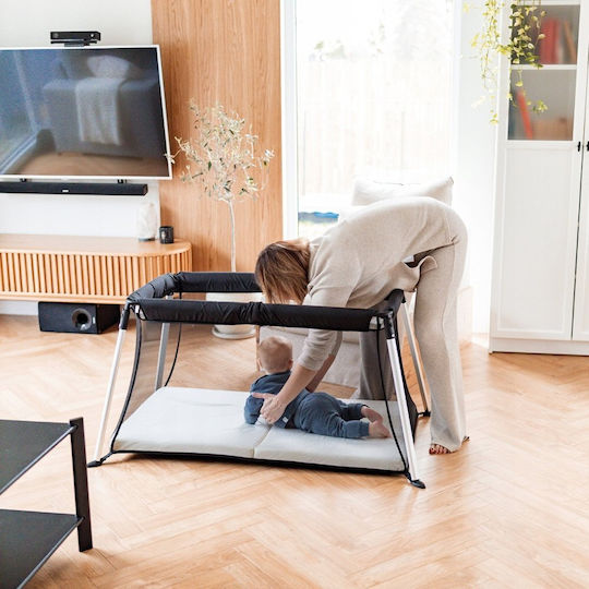 Light Travel Playpen With Mattress Black 73x122.3cm