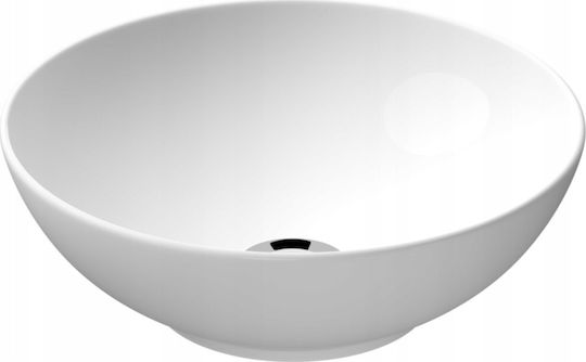 Vessel Ceramic Bathroom Sink with Faucet 40x40cm White