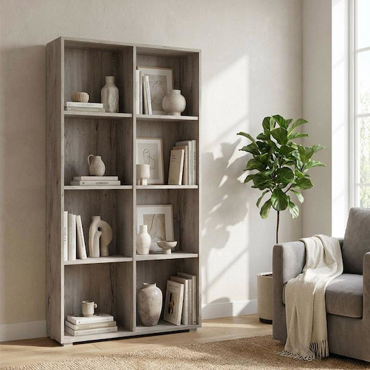 Smart 8p Библиотека Подова Дървена Сива 74x29x146cm