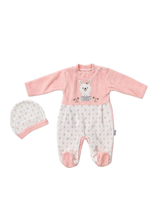 Annora Baby Samt Baby-Strampler Rosa