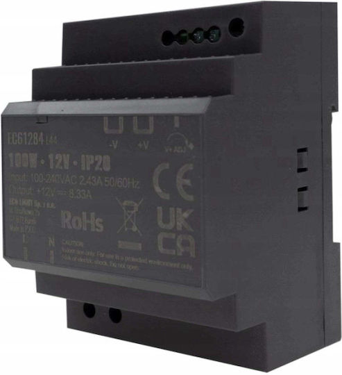 Eco Light DIN Rail Power Supply With 12V Output And 150W Power 12.5A