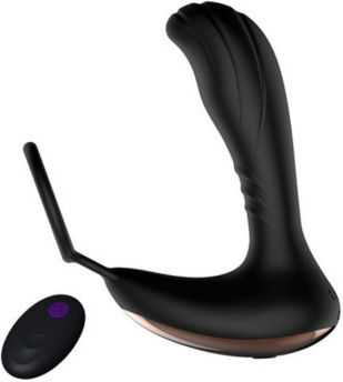 Silicone Prostate Vibrator Cock Ring Black
