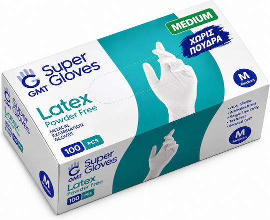 GMT Super Gloves Нитрилови ръкавици без прах в бял цвят 100 бр