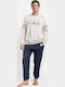 Admas Winter Herrenpyjama Beige