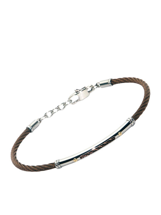 H2on Men's Bracelet with Brown PVD and 18K Gold Steel 21cm