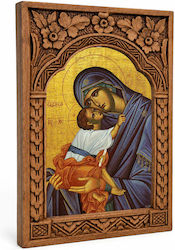 Panagia Eleousa Wooden Carved Frame Myrofyllo 16cm Panagia Eleousa Wooden Carved Frame Myrofyllo 16cm