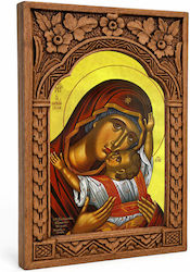 Panagia Kardiotissa Wooden Carved Frame Myrofyllo 16cm