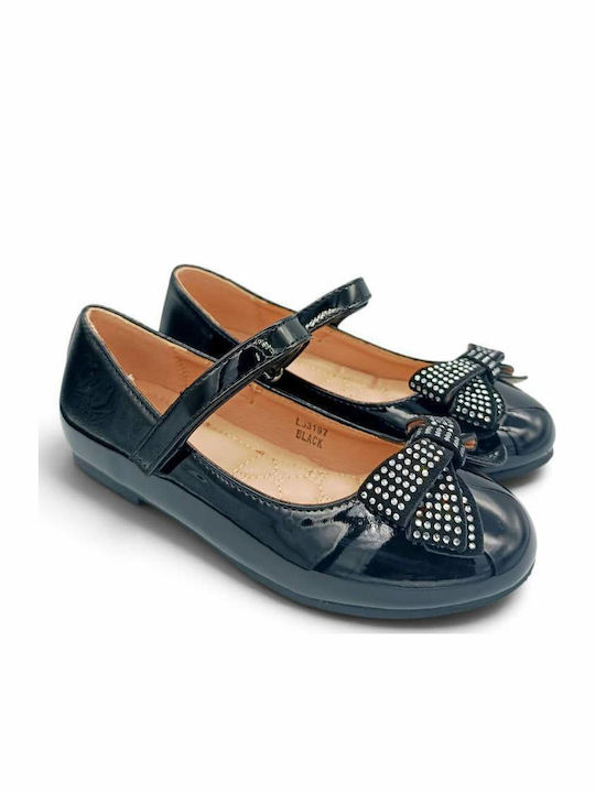 Kids Pumps & Ballerinas Anatomic with Hoop & Loop Closure Patent Leather Black