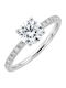 Einzelner Steine Ringe aus Weißgold 14K mit Diamant