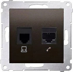 Kontakt-Simon Dublă Externă Priză de Rețea și Telefon RJ45/RJ11 Tip Cat5e în Culoare Neagră D5T.01/49 Kontakt-Simon Dublă Externă Priză de Rețea și Telefon RJ45/RJ11 Tip Cat5e în Culoare Neagră D5T.01/49