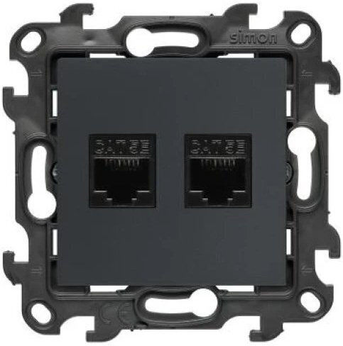 Kontakt-Simon Doppelter Netzwerksteckdose RJ45 in Grau Farbe N52.01/38