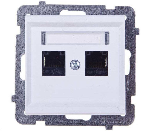 Ospel Double Network Socket RJ45 Cat5e in White Colour GPK-2R K m 75