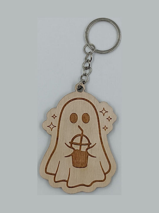Wooden Halloween Keychain Ghost Suga Style Wooden Halloween Keychain Ghost Suga Style