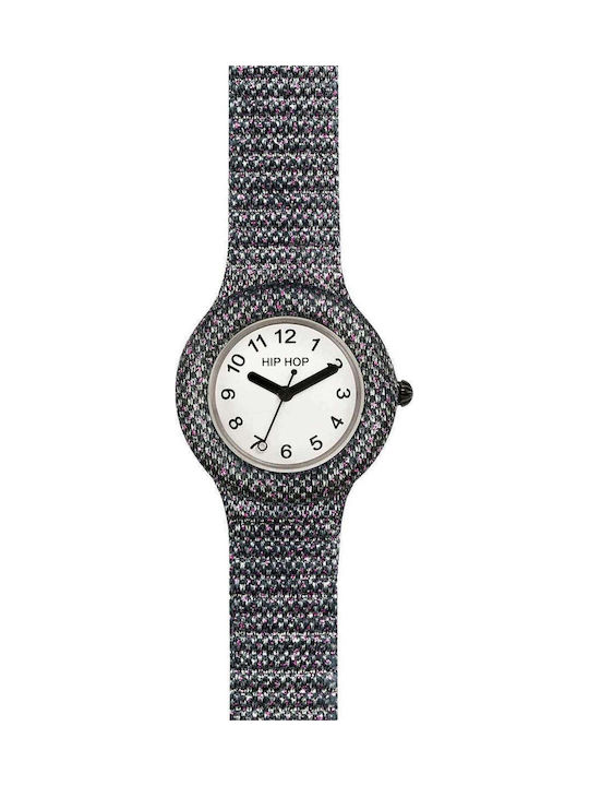 HipHop Men's Watch Battery with Black Fabric Strap