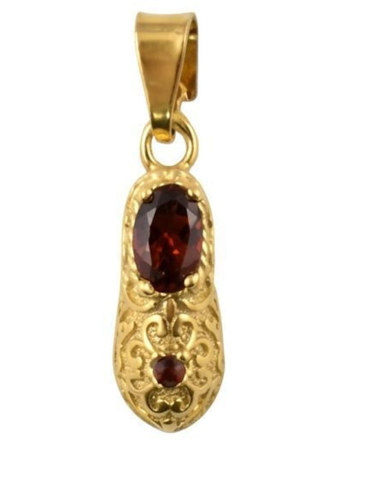 Hängender Talisman mit Steinen aus 14K Gold mit Zirkon Bordeaux