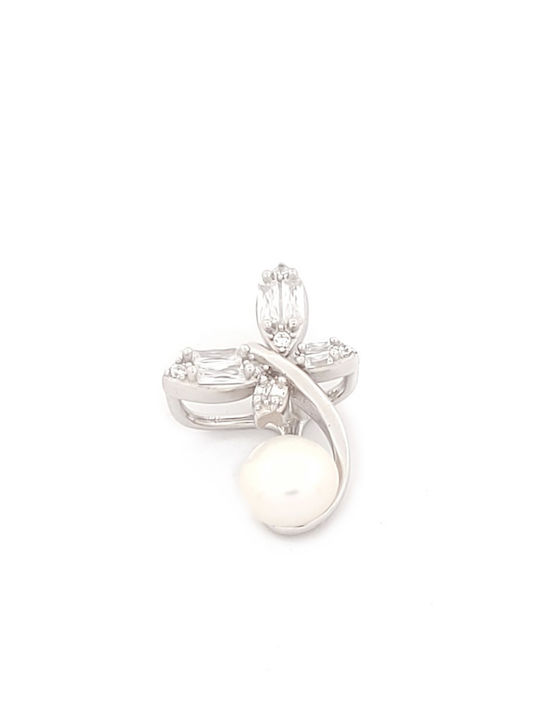 Necklace Silver With Pearls & Zircon
