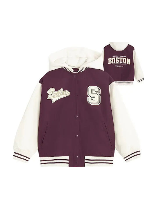 Kids’ Casual Short Hooded Jacket Purple