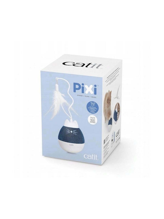 Catit Pixi Spinner Παιχνίδι Ταΐσματος Γάτα Φτερό Λευκό Μπλε 8.5 X 24 Cm