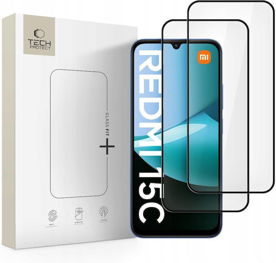 Tempered Glass Tech-protect Glass Fit+ Xiaomi Redmi 15c Poco C85 Черно 2 Pack