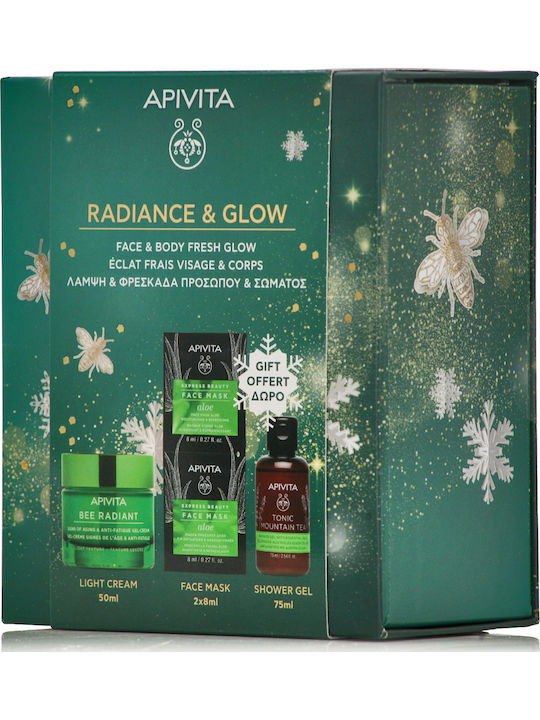Apivita Tonic Mountain Tea Σετ Περιποίησης για Λάμψη & Καθαρισμό Σώματος 3τμχ