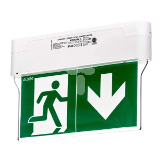 Awex Emergency Light Arrow N Ip44 1w 1h Dual-function Double-sided Auto Test Arn 1w Bsa At Wh