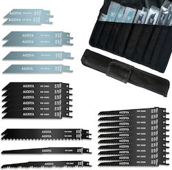 Set 26 Blades Reciprocating Saw Made Hcs Carbon Steel Wet Dry Wood Plastic Metal Included Rolling Textile Carrying Bag Universal Attachment Black