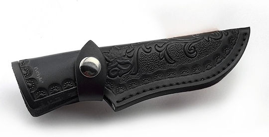 Husă Pentru Cuțit De Buzunar Din Piele Pu De Înaltă Calitate Durabilă Elegantă Cu Închidere Sigură Cu Capse Design Gravate Lame Până La 11 Cm 18.5 Cm Neagră Pristyle