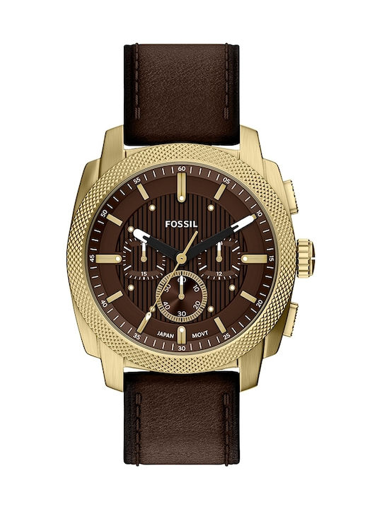 Fossil Men's Watch 44mm Battery Chronograph with Brown Leather Strap