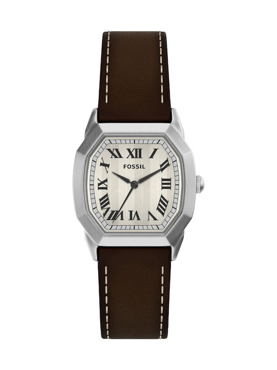 Fossil Three Ανδρικό Ρολόι 33mm На Батерия с Кафяв Кожен Каишка