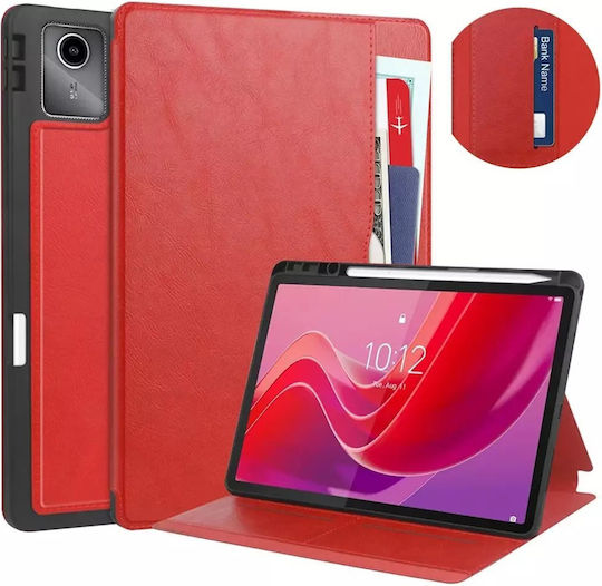 4kom L Калъф за таблет Кожен калъф с джобове Lenovo Tab M11 10.95 Tb330fu Tb330xu Tb331fc Червен