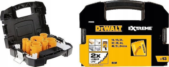 DEWALT Set Lochsäge Trockenschnitt mit Durchmesser von 16mm bis 64mm für Holz Metall und Kunststoff