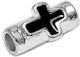 Cast Black Tube Silver Enamel Cross 13.5mm 5pcs