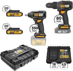 CAT Combo-48 Комплект Дрелка и Ударен Ключ 18V с 2 Батерии 2Ah и Калъф CAT Combo-48 Комплект Дрелка и Ударен Ключ 18V с 2 Батерии 2Ah и Калъф