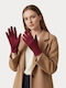 Damen Lederhandschuhe mit Berührung G9561-Burgundisch