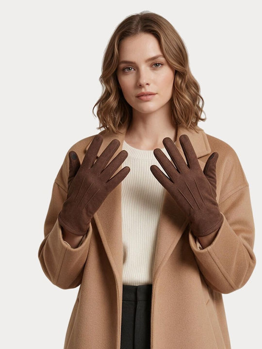 Charmant Charmant Damen Lederhandschuhe Mit Berührung G9561-Dunkelbraun