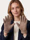 Brown Women's Leather Touch Gloves