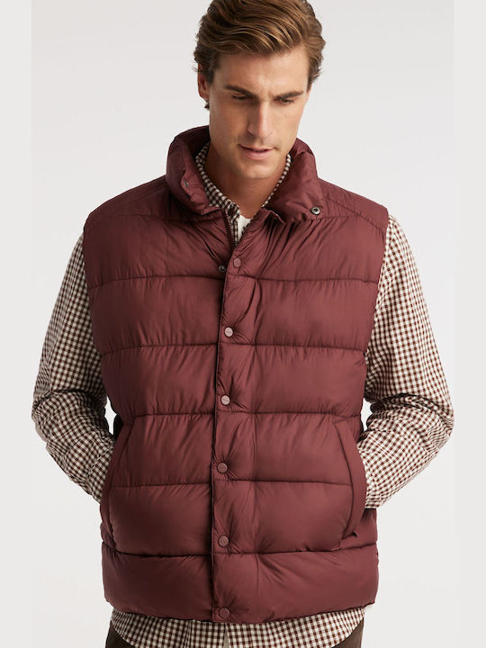 Ärmelloses Puffer Burgundische Herren Jacke