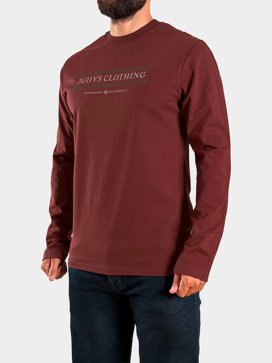 3Guys Long Sleeve Burgundy Blouse