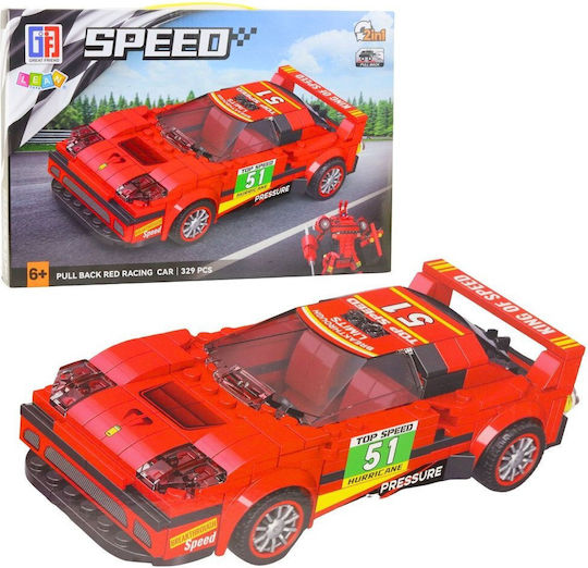 Lean Toys Τουβλάκια Speed Pull Back Red Racing Car για 6+ Ετών 329τμχ