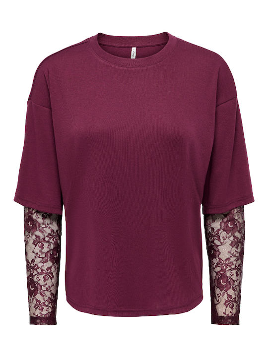 Only Damen Bluse Langärmelig Rote