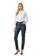 Women's Leather Trousers in Straight Leg Style Blue