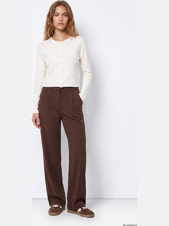 Women's High Waist Pantaloons in Regular Fit Brown