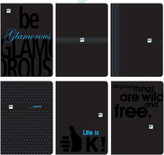 interDRUK Set of 5 A5 Notebooks 64 Sheets Square with Pen Holder Multicolour